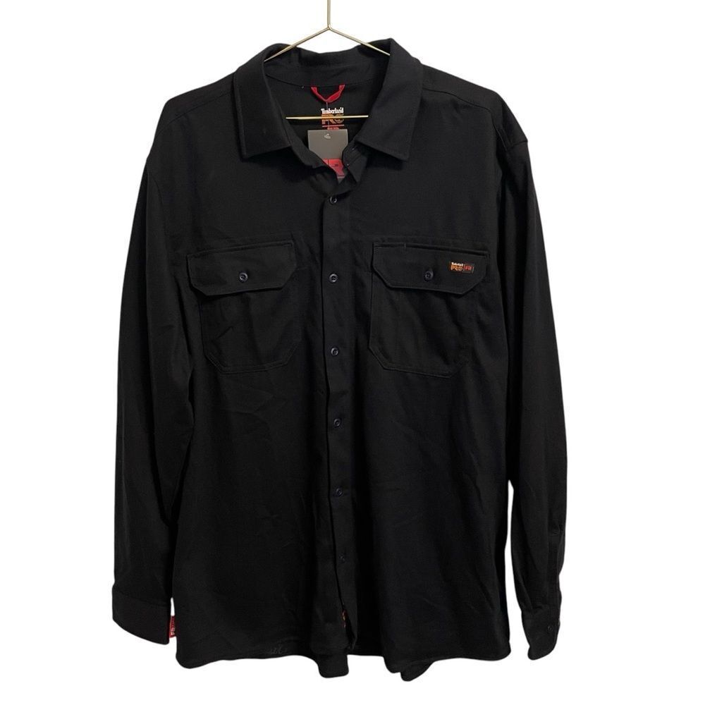 Timberland PRO FR Mens Black Flame Resistant Cotton Work Shirt A236VNB XL-RG NWT